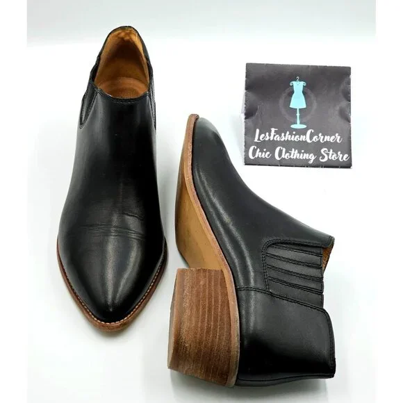 Madewell Women's Black Leather Myles Slip-On Ankle Booties  Size 10 2323 - Picture 12 of 16